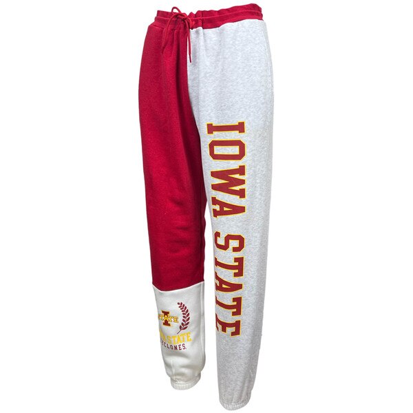 Zoozatz Women's Iowa State White Color Block Joggers